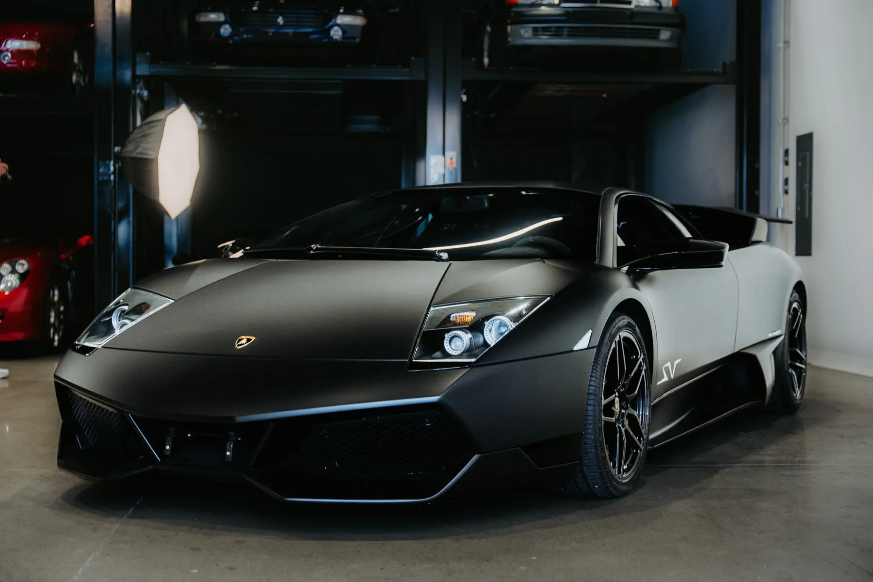 Sports car in a detailing garage
