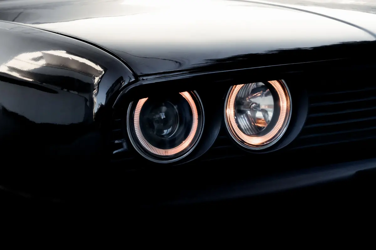 Headlight glowing in the dark