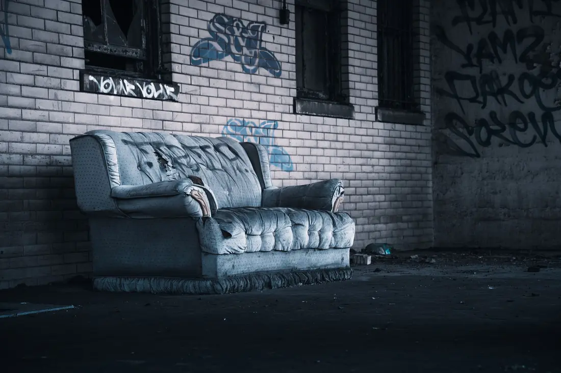 Old sofa out the door