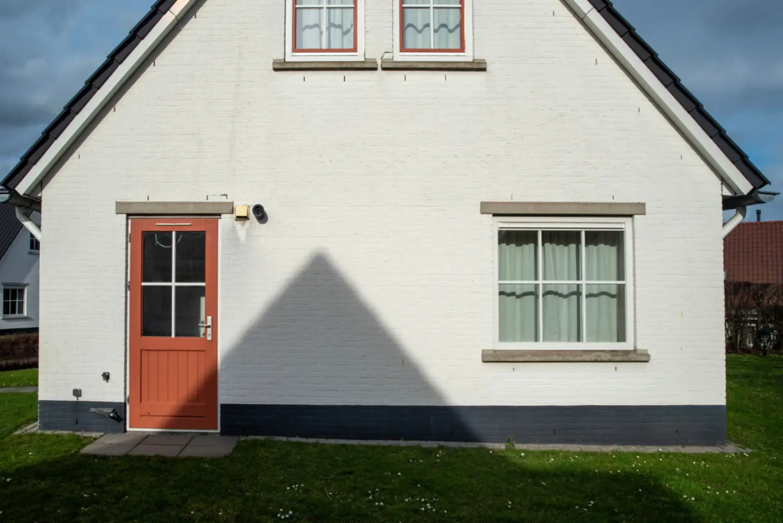 Bright white house and roofline