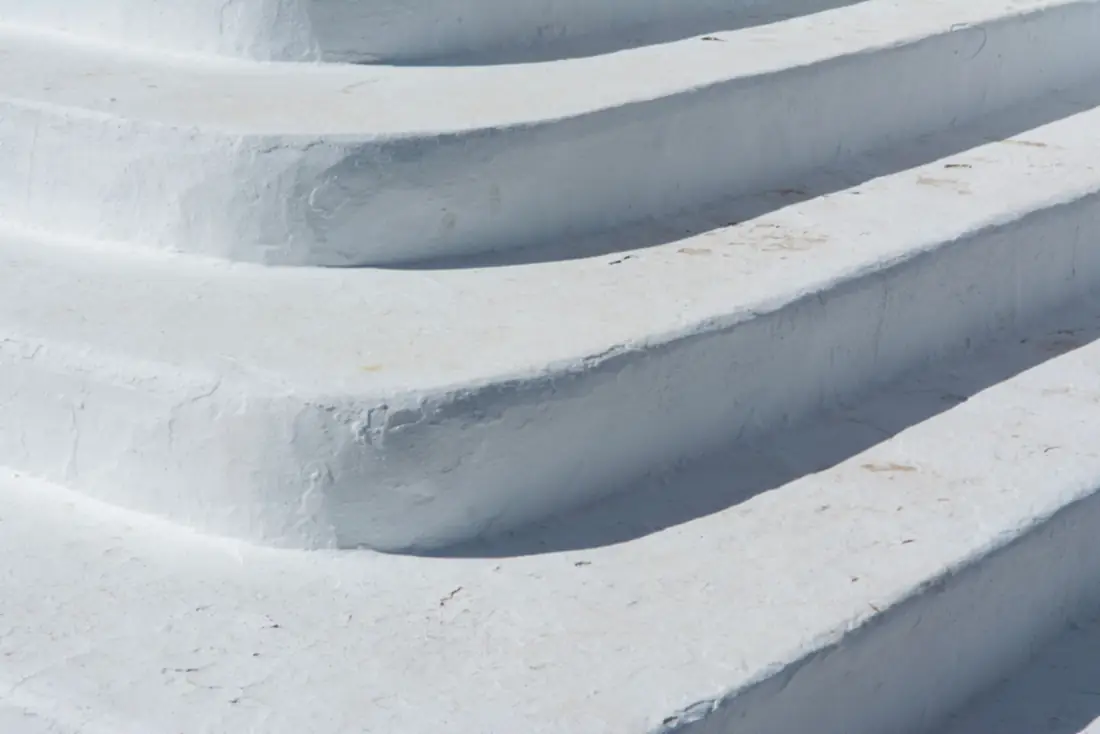 Bright white concrete steps